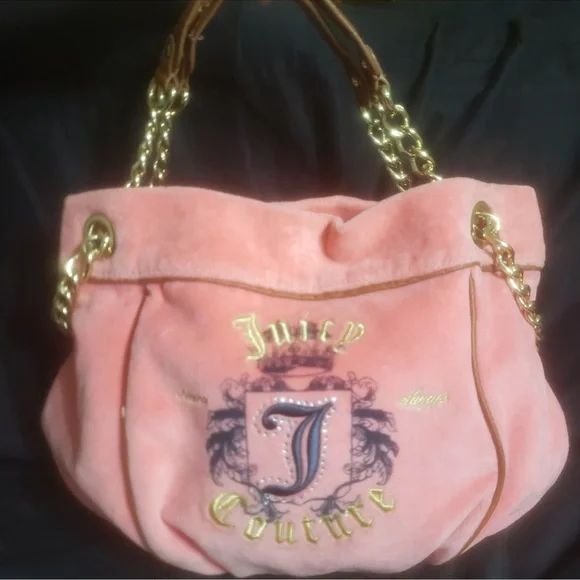 Vintage Juicy Couture Pink and Gold Shoulder Bag with Chain Straps - Picture 1 of 4